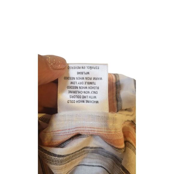 NWT Tasso Ella Island XL 100% Cotton White Orange Tan Striped Button Front Shirt - Picture 12 of 16